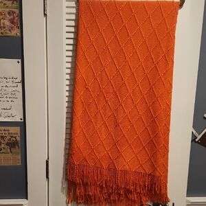 Orange Textured Throw Blanket